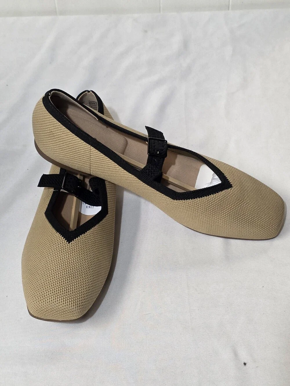 croft & barrow Romina Taupe Comfort Knit Square Toe Mary Jane Flats Size 10